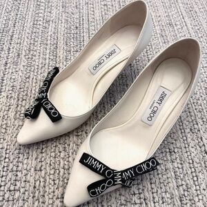 Jimmy Choo Ivory Heels with Black Accents